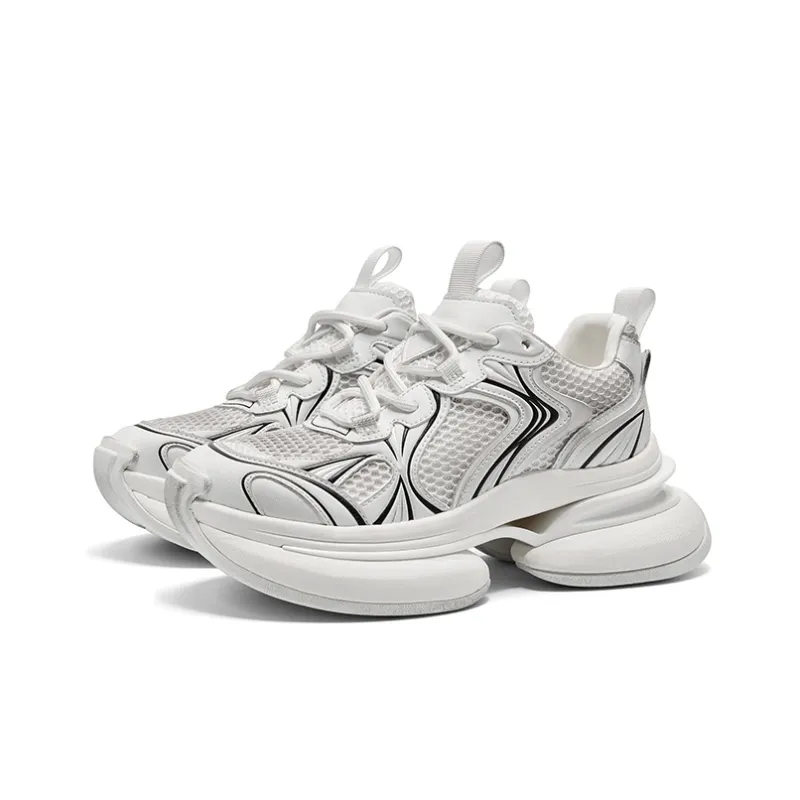 CHERYKALLY Chunky Sneakers Women's Low Top White-1