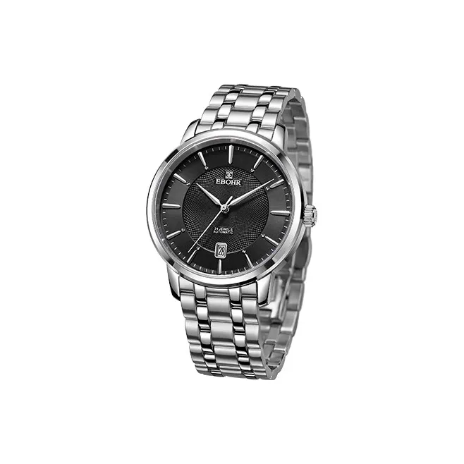 EBOHR Mechanical Movement Stainless Steel Strap Watch Men's Watches Black Dial-0