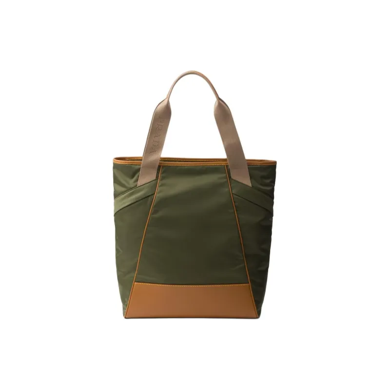 PRADA Leather Handbag Men's Army Green With Caramel Candy-2