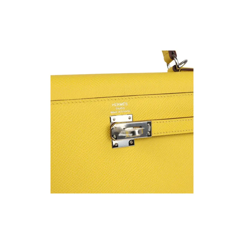HERMES Kelly Epsom Leather Kelly Bag, One Shoulder Handbag Women's 9O Jaune De Naples Yellow-6