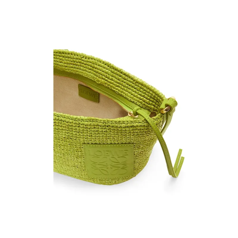 LOEWE Slit Raffia Fiber Cow Leather Shoulder Bag, Crossbody Bag Women's Grass Green-4