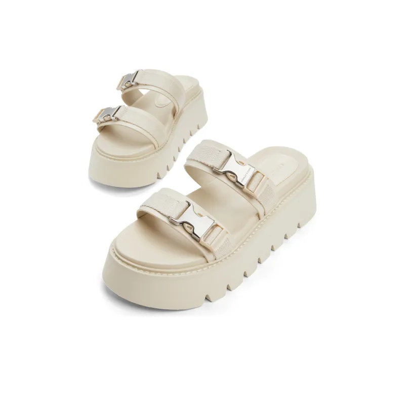 CHARLES&KEITH EVA Slide Slippers 6cm Women's Beige/Beige/Black-2