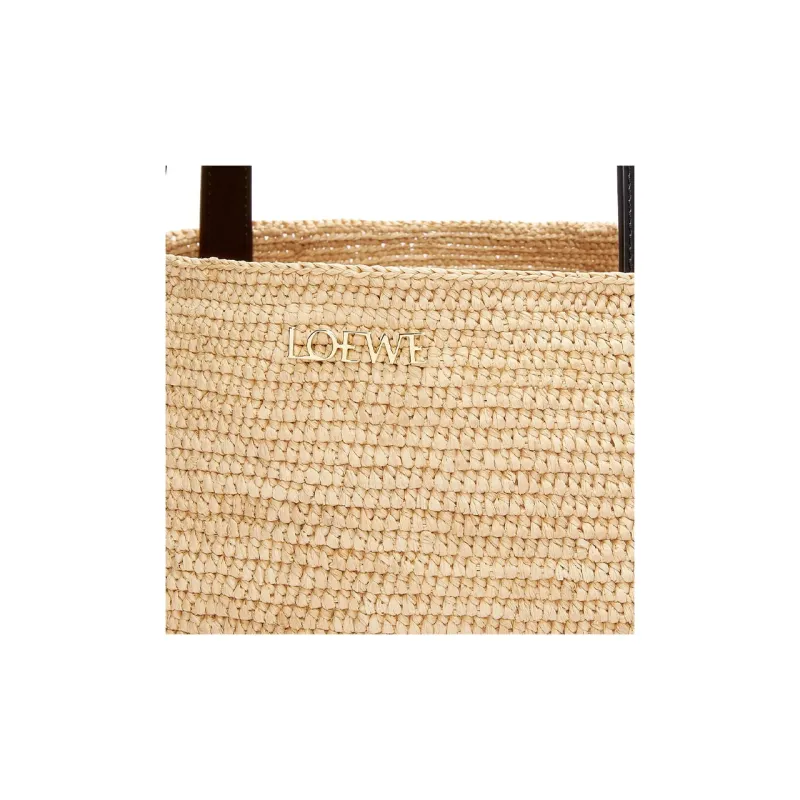LOEWE Raffia Special Tote Bag Shopping Bag Handbag Extra Large Women's Natural & Black-7