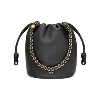 LOEWE Flamenco Sheepskin Bucket Bag Handbag Shoulder Bag Crossbody Bag Women's Black