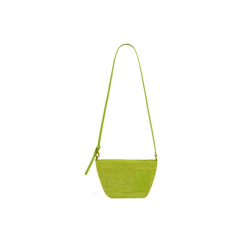 LOEWE Slit Raffia Fiber Cow Leather Shoulder Bag, Crossbody Bag Women's Grass Green-1