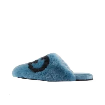 GUCCI Interlocking Wrap toe Slippers Women's Blue