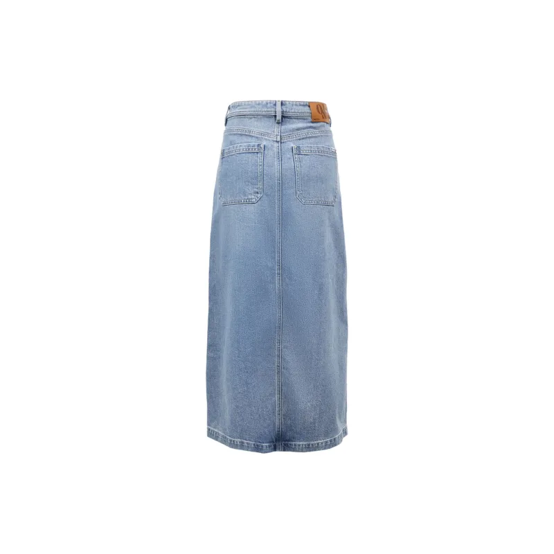 ONLY Denim Long Skirts Women's Washed Denim Blue-1