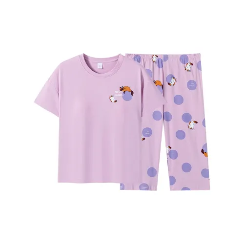 Huggy Kissy Pajama Set Women's Mauve Purple