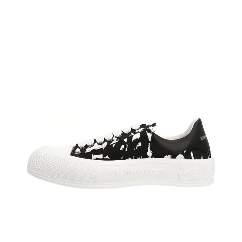 Alexander McQueen Graffiti Printed Low Top Sneakers 'Black White'-0