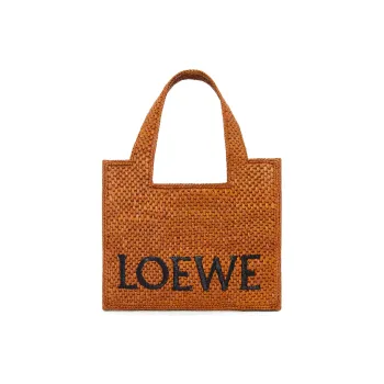 LOEWE Font Tote Raffia Tote Bag Shopping Bag Handbag Small Size Women's Honey Gold