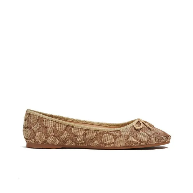 COACH Alina Ballet Flat Shoes Women's Khaki-1