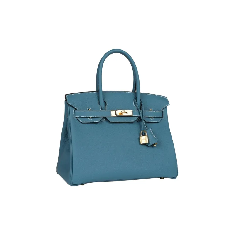 HERMES Birkin Togo Leather Birkin Bag Handbags Women's New Denim Blue-1