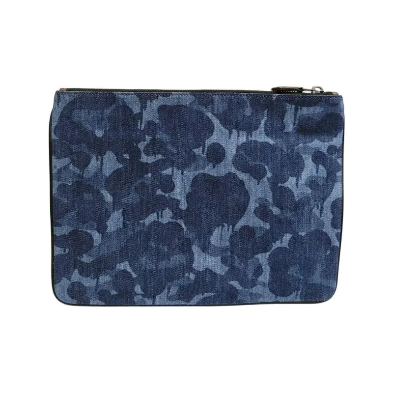 COACH Denim Clutch Large Size Men's Blue-3