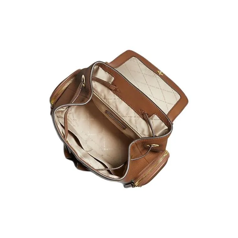 MICHAEL KORS Jet Set Litchi Grain Leather Backpack Medium Size Women's Brown-3
