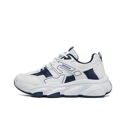 Warrior Students Platform Chunky Sneakers Lightweight And Breathable Low Top Casual Shoes Men's White Dark Blue