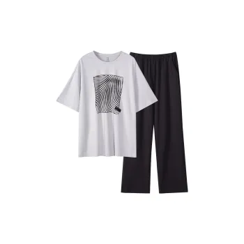 Same Language Pajama Set Men's Light Gray Damp Plume Black