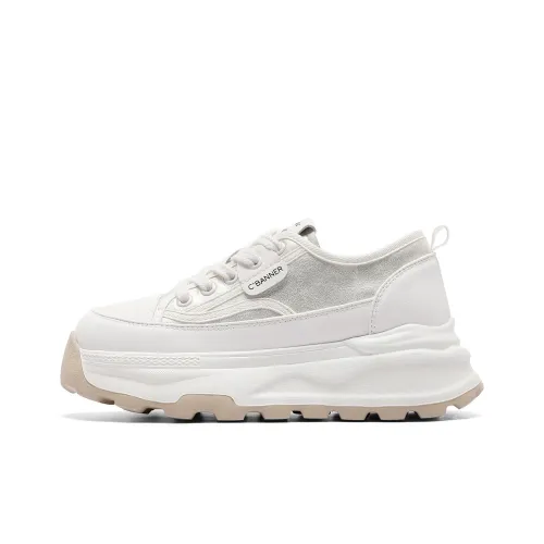 C°BANNER Cushioned Wear Resistant Height Increasing Low Top Skateboard shoes Bold Women's Gold