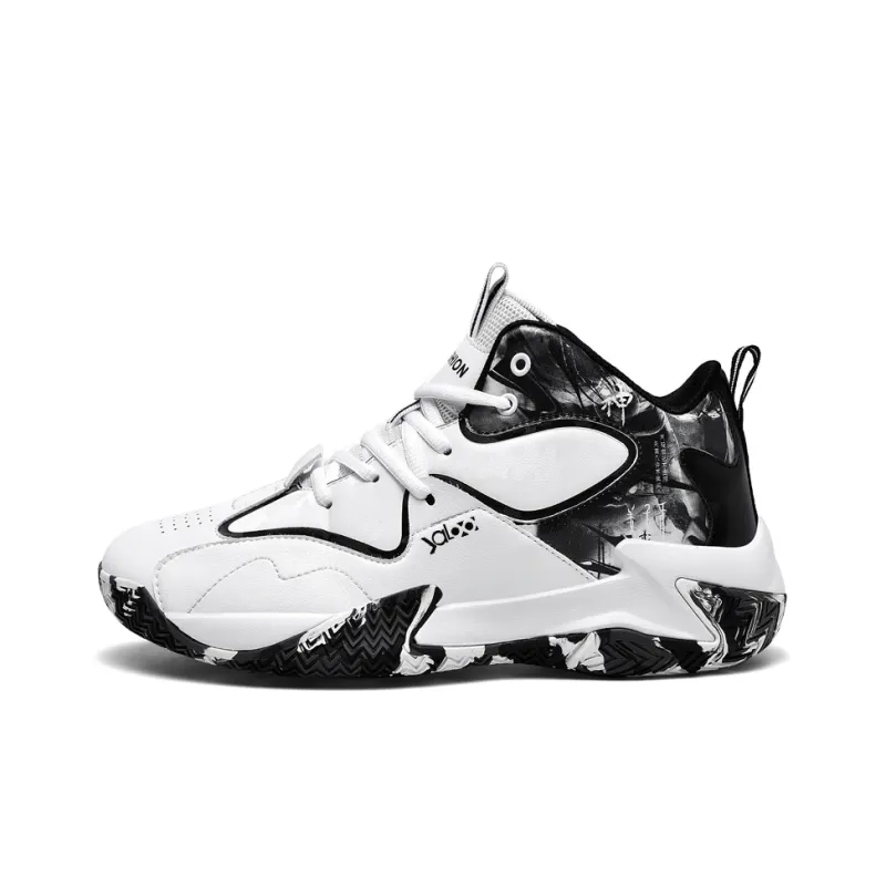 Yalu Basketball Shoes Unisex High Top Black Turquoise Color/Black/White-4