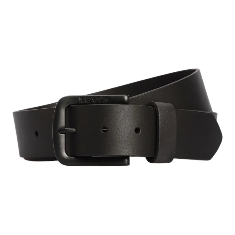 Levi's Solid Color Design Leather Leather Belts Men's Black Width  4cm-0