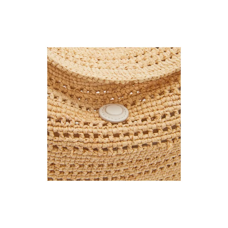 LOEWE Raffia With Calfskin Handbag Shoulder Bag Crossbody Bag Women's Soft White & Natural-7