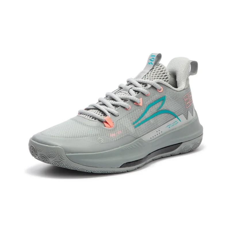 361° DVD Team Basketball Shoes Men Low Top Invisible Gray/Water Duck Cyan-1