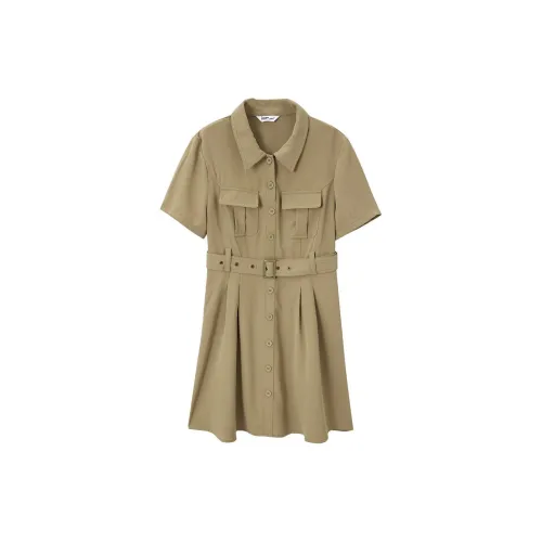 Love to serve Short-Sleeved Dresses Women's Khaki