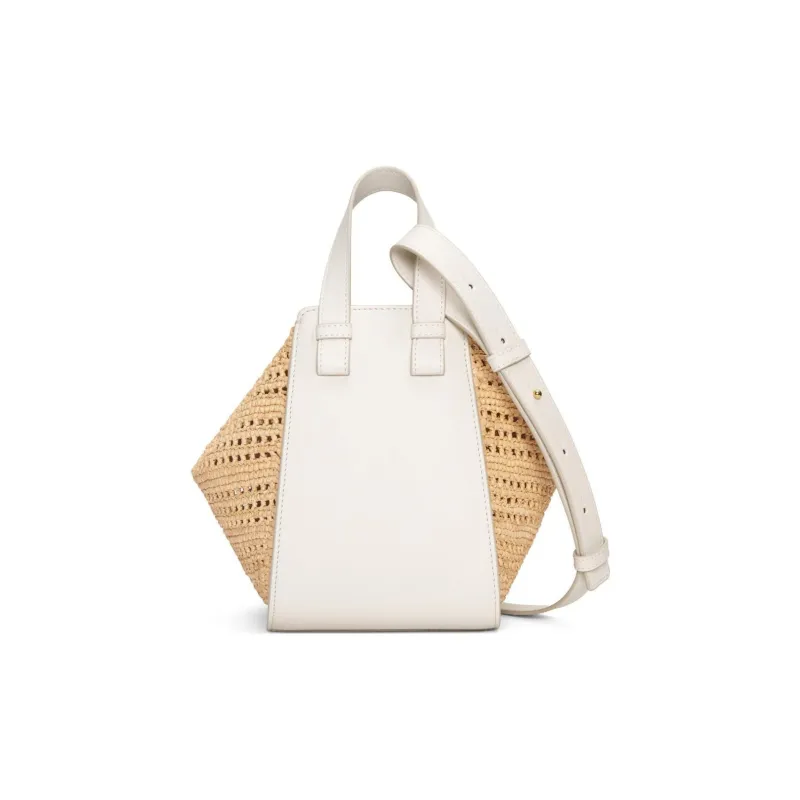 LOEWE Raffia With Calfskin Handbag Shoulder Bag Crossbody Bag Women's Soft White & Natural-4