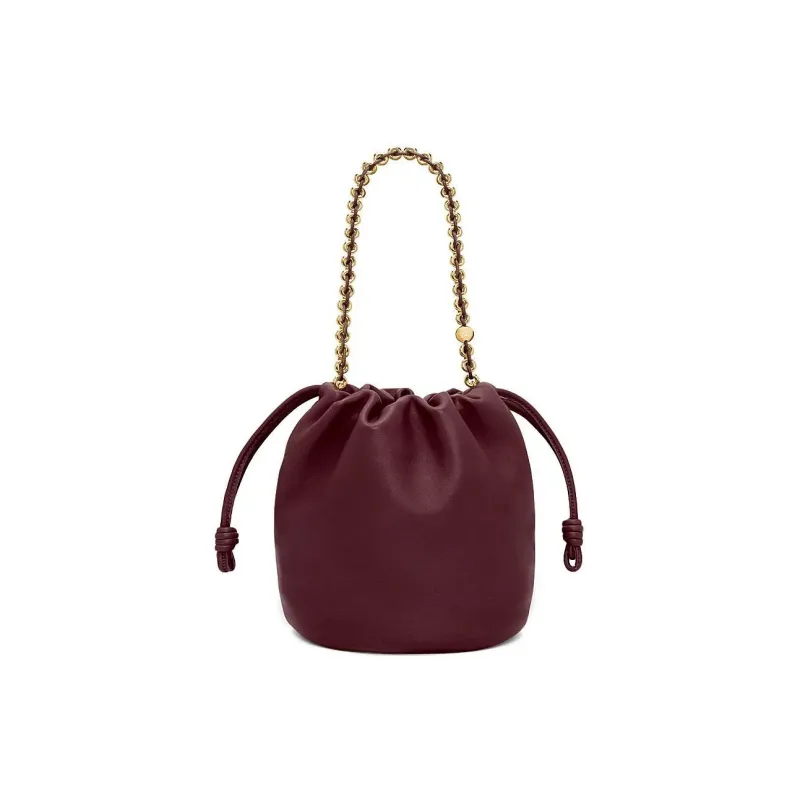 LOEWE Flamenco Sheepskin Bucket Bag Handbag Shoulder Bag Crossbody Bag Women's Deep Burgundy Red-6
