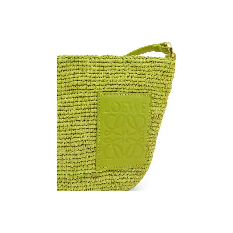 LOEWE Slit Raffia Fiber Cow Leather Shoulder Bag, Crossbody Bag Women's Grass Green-3