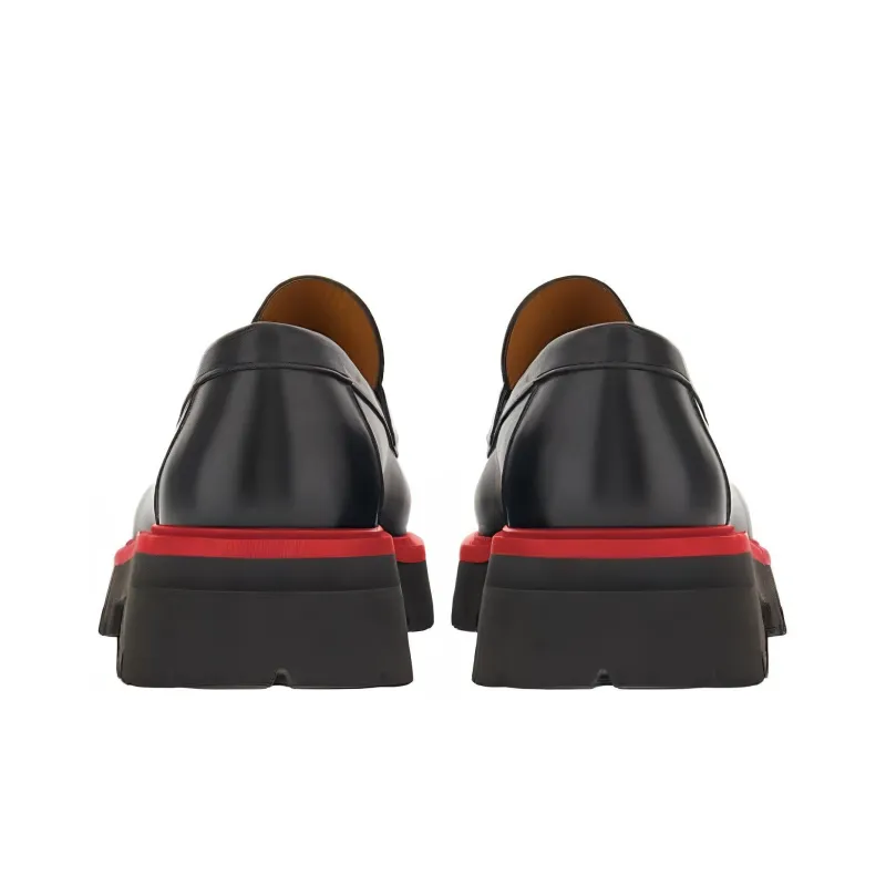 FERRAGAMO Contrasting-sole Leather Loafers-4