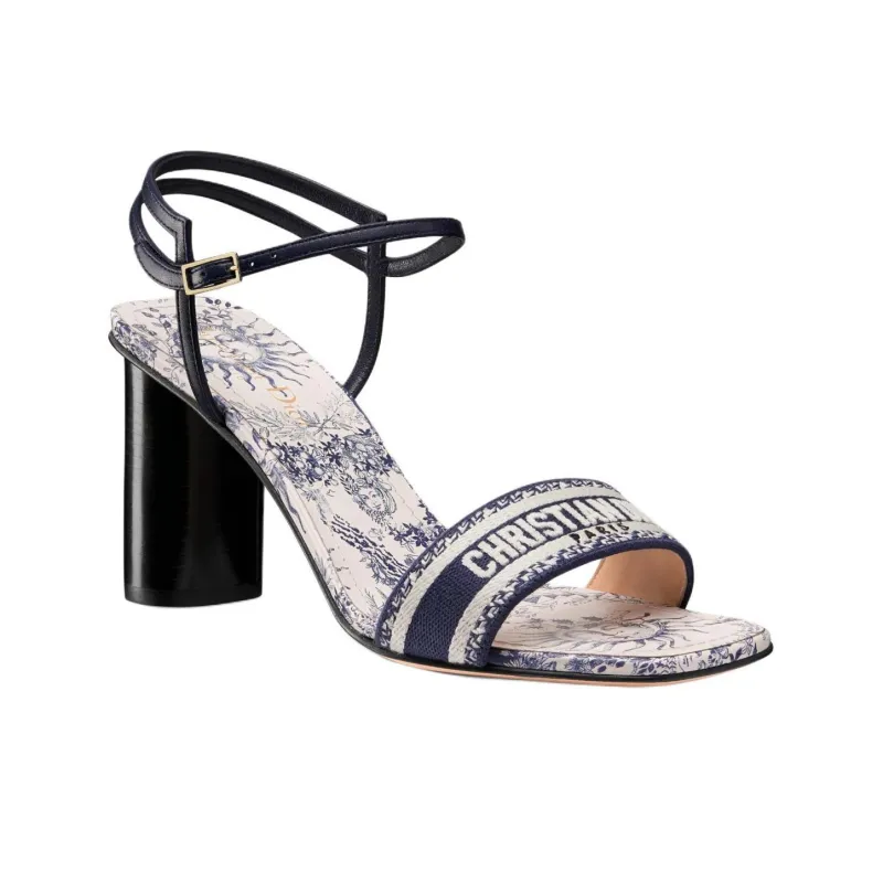 DIOR Dway One Strap Sandals 8cm Women's White Blue-2