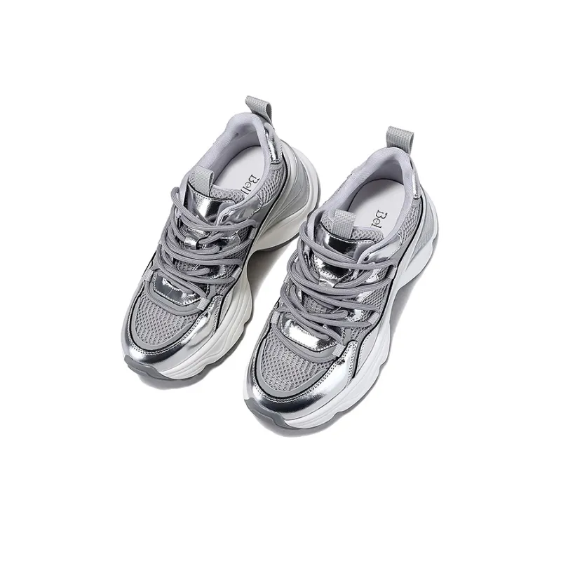 BELLALILY Anti-Slip And Wear-Resistant Height Increasing Low-Top Chunky Sneakers Women's-8