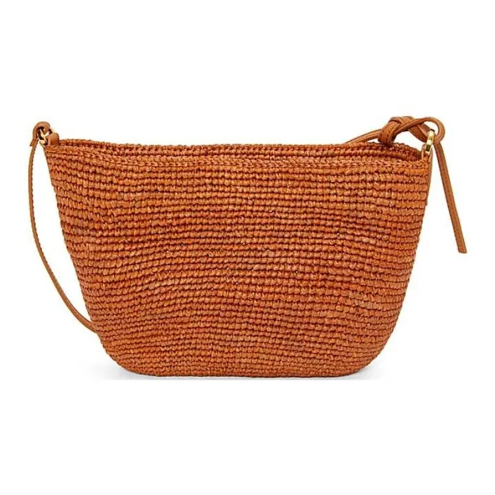 LOEWE Slit Raffia Fiber Cow Leather Patchwork Shoulder Bag Crossbody Bag Women's Honey Gold-2