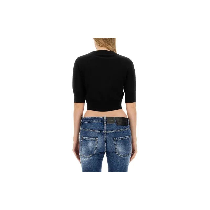 DSQUARED 2 Logo Appliqué Crewneck Knitted Jumper-1