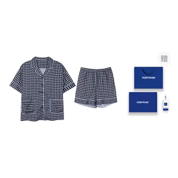 Floating Light Islands Pajama Set Women's Navy Blue