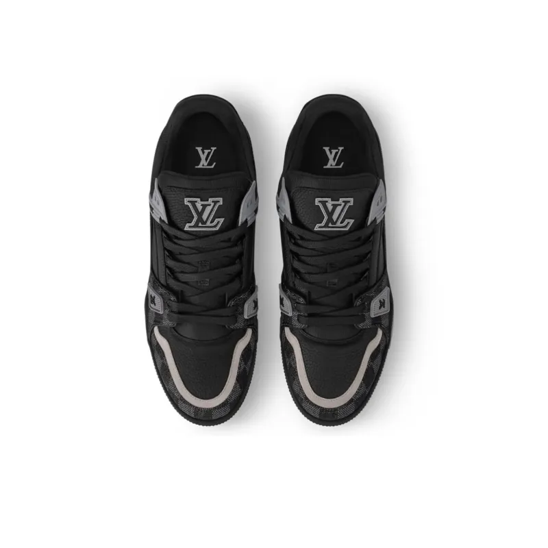 LOUIS VUITTON Trainer Abrasion Resistant Breathable Low Top Skateboard Shoes Unisex Black-3