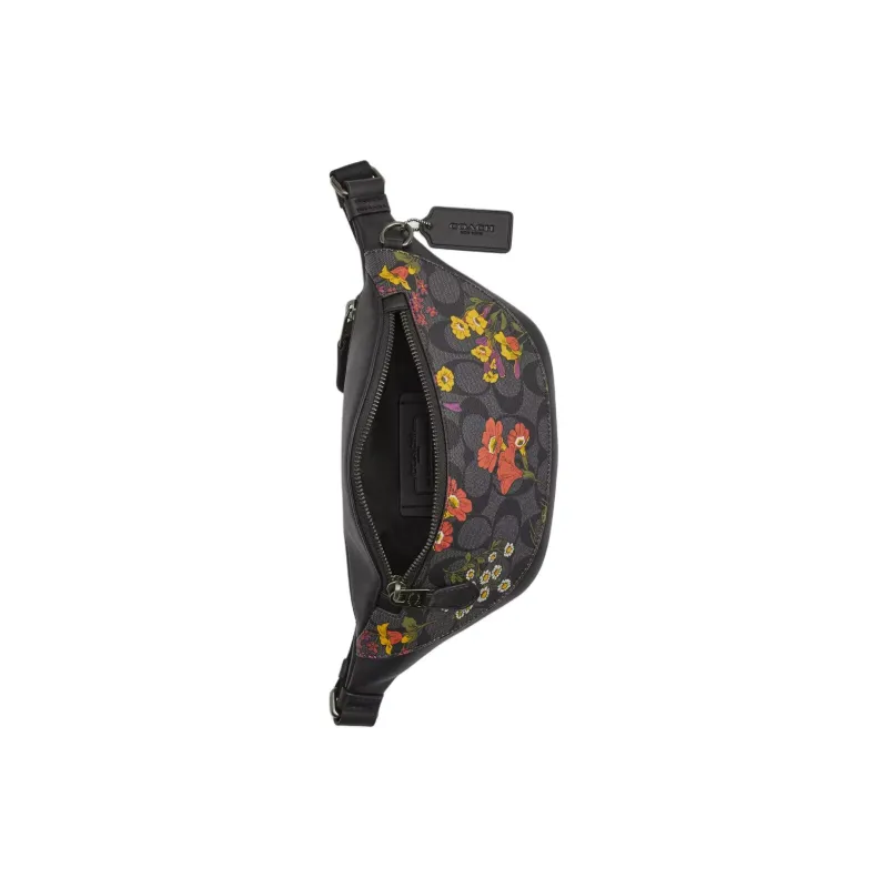 COACH Warren Coated Canvas With Smooth Calfskin Fanny Pack Large Size Women's Bronze & Charcoal Gray-2