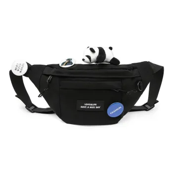 Bywhich Nylon Sling Bag Fanny Pack Crossbody Bags Regular Unisex Black/White