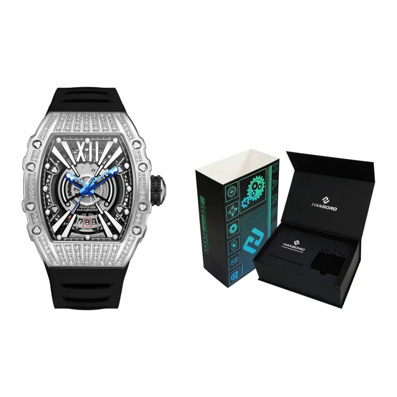 HANBORO Automatic Mechanical Movement Watch Men's Watches Cut-Out Dial HBR993-BH-1