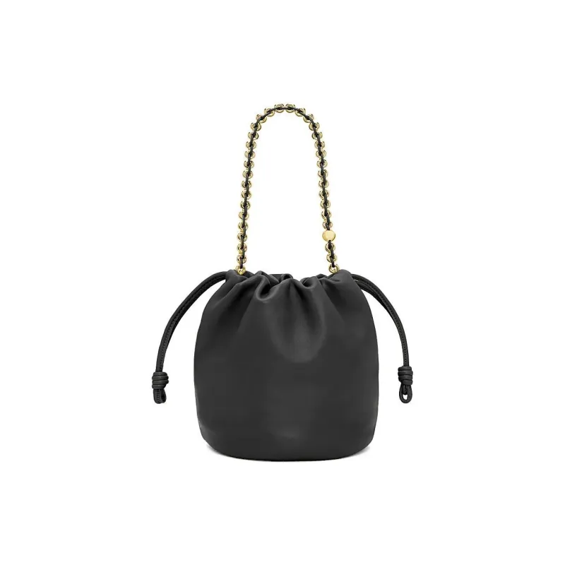 LOEWE Flamenco Sheepskin Bucket Bag Handbag Shoulder Bag Crossbody Bag Women's Black-6