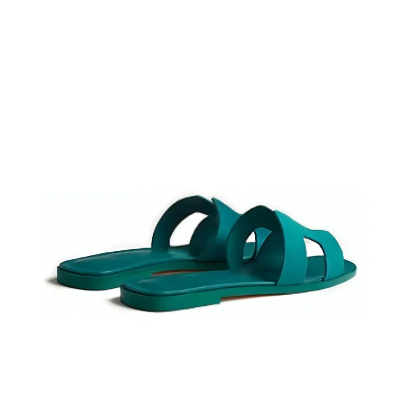 HERMES Oran Rubber Sole Casual Slippers Women's Green-3
