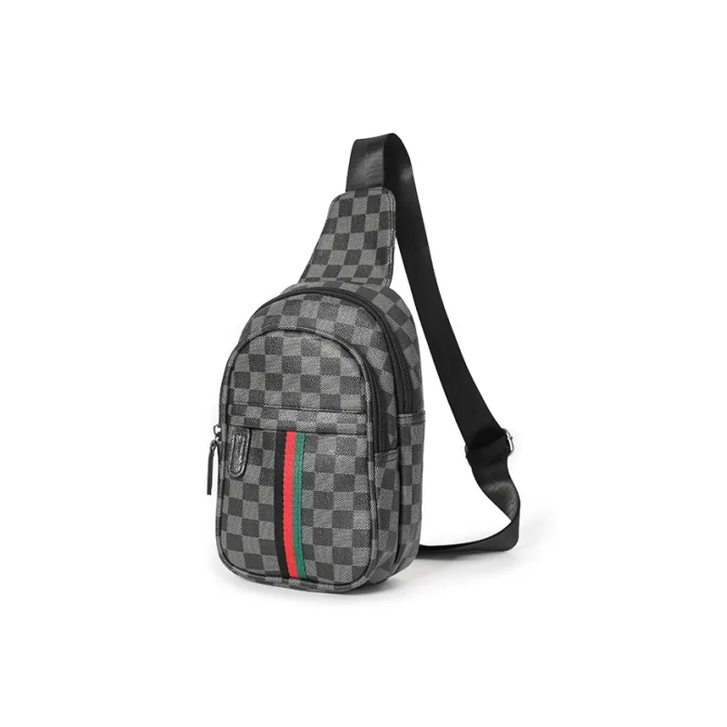 DOSRFINI PU Sling Bag Men's Black/Gray-4