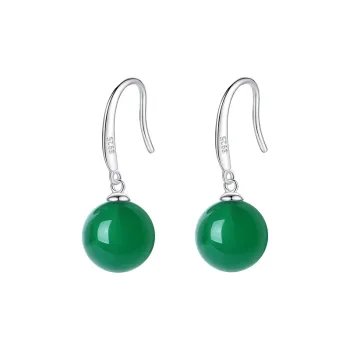 Heart Grass Chalcedony Earrings Women's