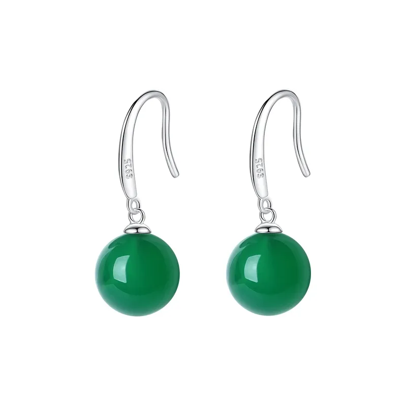Heart Grass Chalcedony Earrings Women's-0