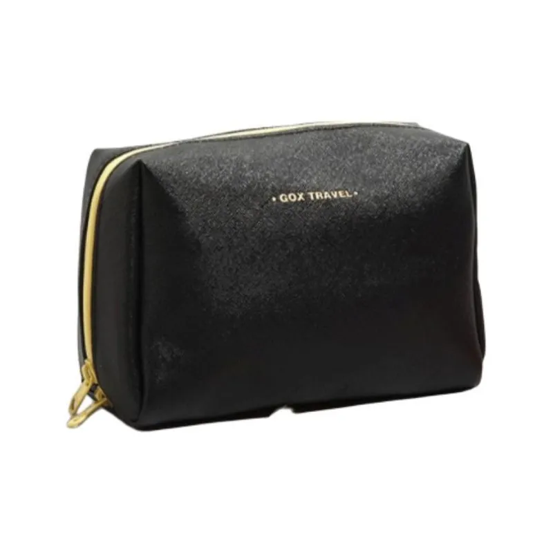 GOX Leather Makeup Bag Large Size Unisex Beige Apricot/Cloud Gray/Black-3