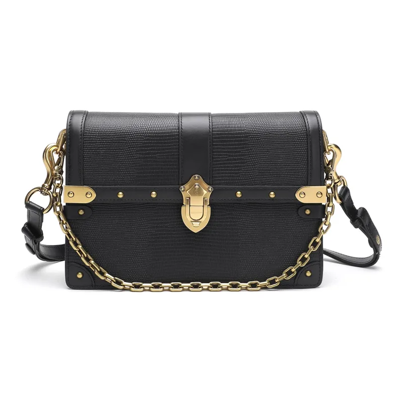 Satchi Cow Leather Small Square Bag Crossbody Bag Shoulder Bag Regular Women's Black Khaki-0
