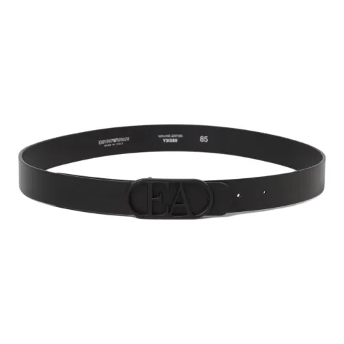 EMPORIO ARMANI Letter Logo Smooth Buckle Leather Belts Women's Black
