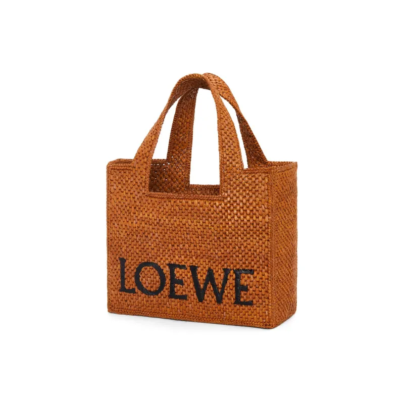 LOEWE Font Tote Raffia Tote Bag Shopping Bag Handbag Small Size Women's Honey Gold-2