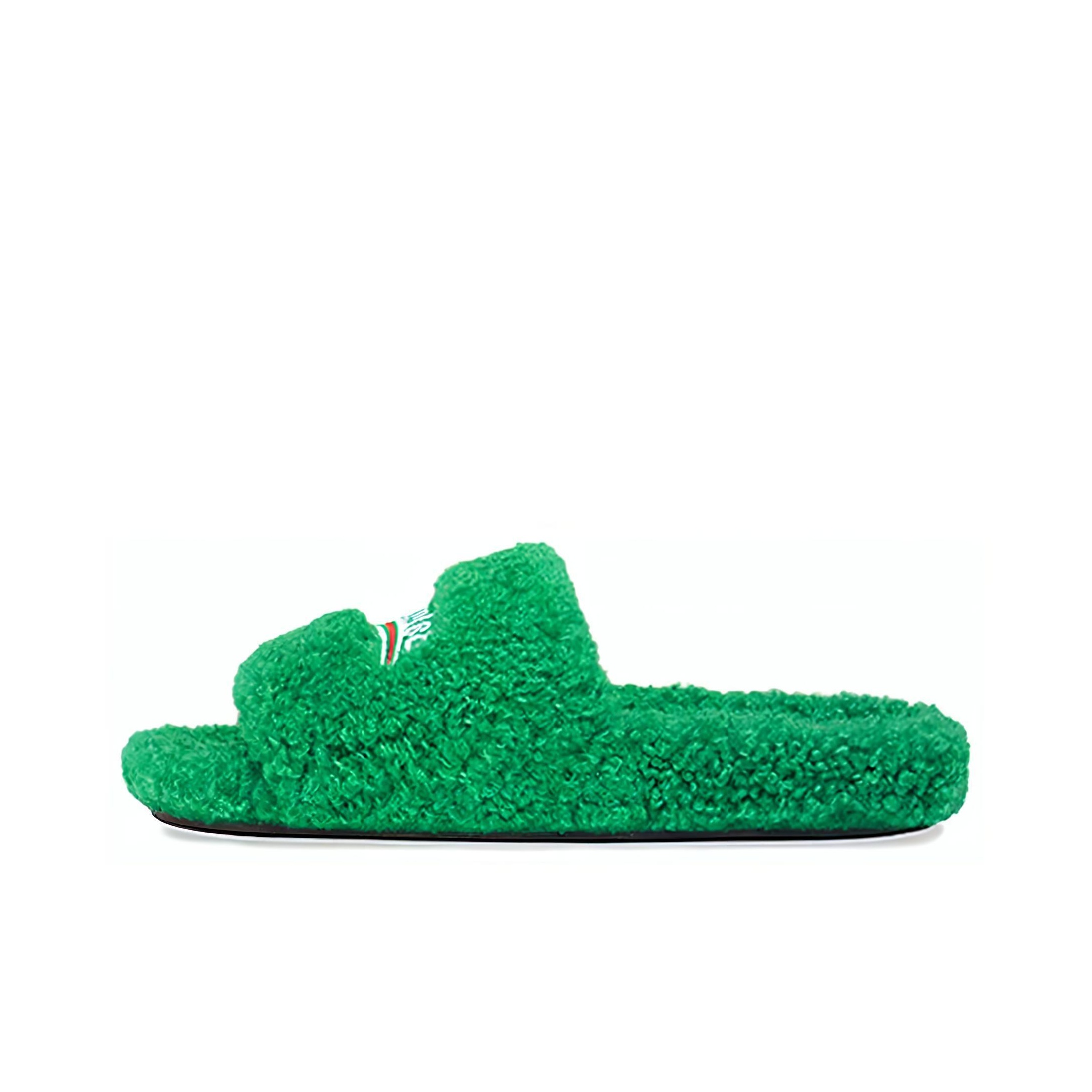 Balenciaga Furry Slide Green Women's - POIZON