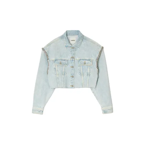 Sandro Crystal-embellished Cropped Denim Jacket